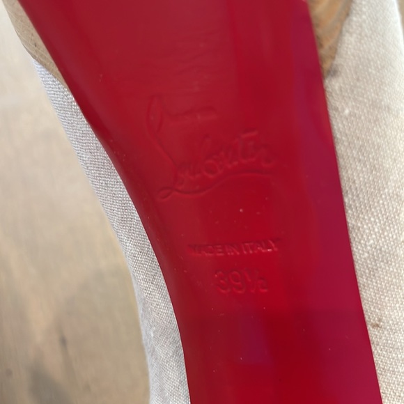 Christian Louboutin Fine Bretelle 140 Naturalle Rocco’s Snakeskin Canvas Heels - Picture 7 of 8